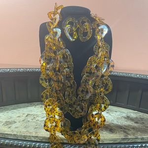 Sassy Jones Zaria Set:Necklace and Earrings-Leopard